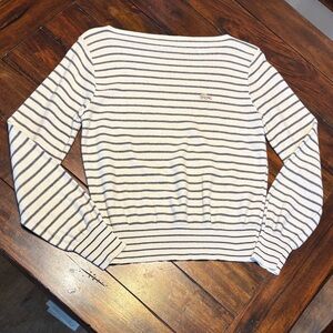 Izod Lacoste for her Striped Boat Neck Cotton Sweater - Navy & White